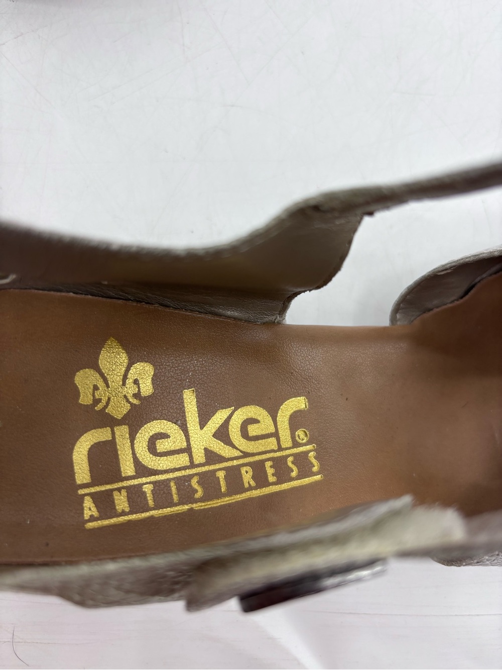 Rieker Antistress Mirjam Metallic Cut Out Perforated Mary Jane Heeled Sandals - Picture 10 of 15